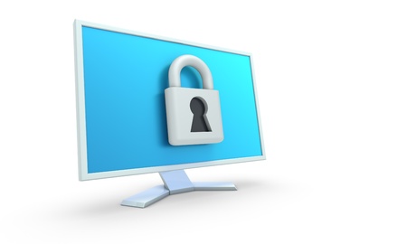 Computer security concept  Isolated on whiteの写真素材