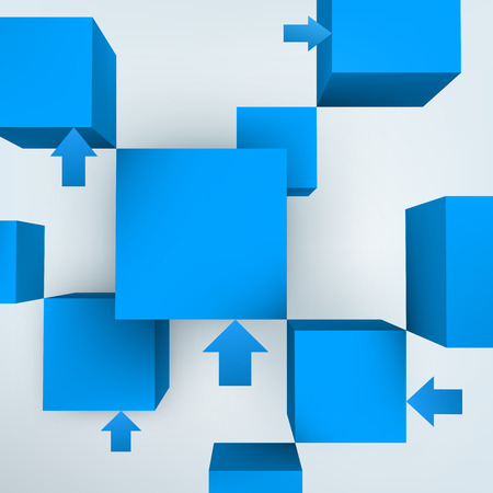 Vector illustration of 3d cubes with arrowsのイラスト素材
