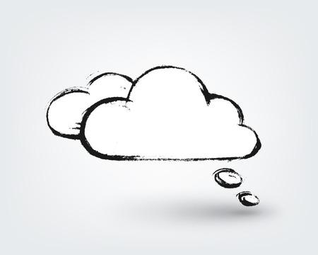 Vector design element. Hand drawn cloud on white backgroundのイラスト素材