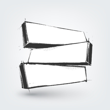 Vector design element. Hand drawn banners on white backgroundのイラスト素材