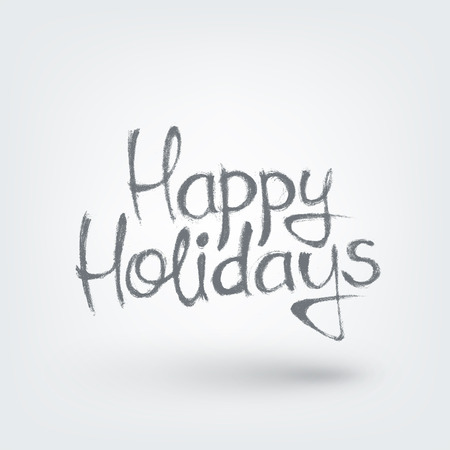 Happy holidays text design. Hand drawn words on white backgroundのイラスト素材