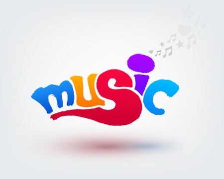 Music text design. Hand drawn word on white backgroundのイラスト素材