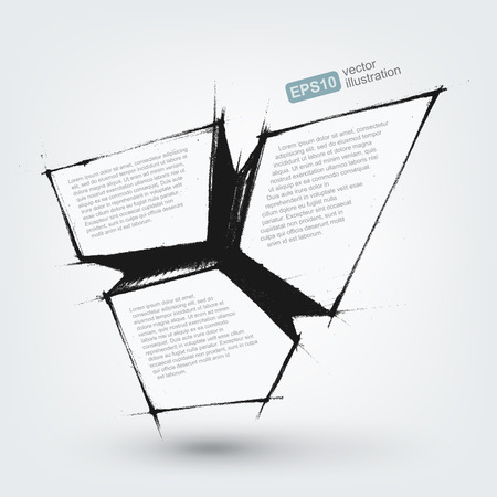 Vector design element. Hand drawn banners on white backgroundのイラスト素材