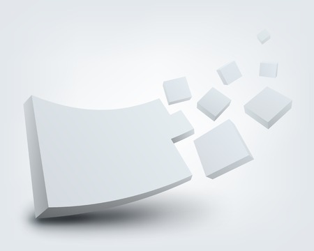 Abstract vector illustration of white 3d shapes with place for textのイラスト素材