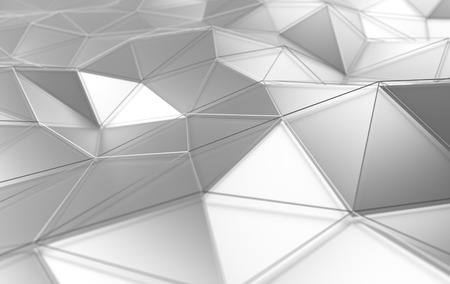 Abstract 3d rendering of white surface. Background with futuristic lines and low poly shape.の写真素材