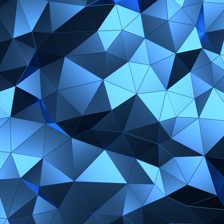 Abstract 3d rendering of blue surface. Background with futuristic low poly wall.の写真素材