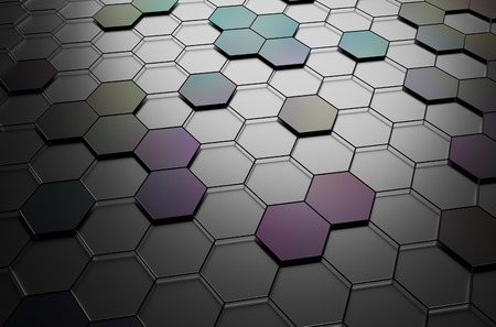 Abstract 3d rendering of futuristic surface with hexagons. Sci-fi background.の写真素材