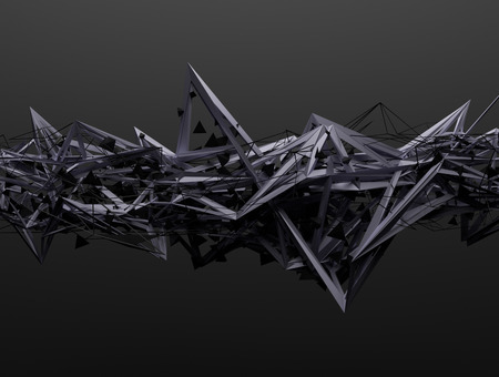 Abstract 3d rendering of chaotic structure. Dark background with futuristic shape in empty space. Abstract 3d rendering of chaotic structure. Dark background with futuristic shape in empty space.