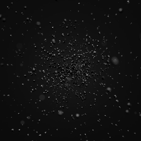 Abstract 3d rendering of chaotic particles. Sci-fi low poly spheres in empty space. Futuristic background.の写真素材