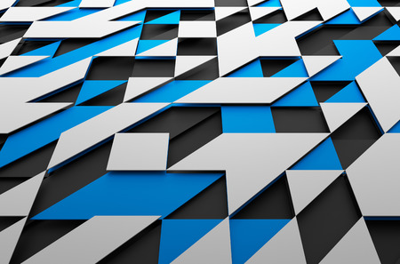 Abstract 3d rendering of black, blue and white futuristic surface with triangles. Sci-fi background.の写真素材