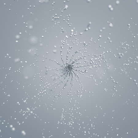 Abstract 3d rendering of chaotic particles. Sci-fi low poly spheres in empty space. Futuristic background.の写真素材