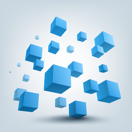 Abstract vector Illustration. Composition of 3d cubes. Background design for banner, poster, flyer.のイラスト素材