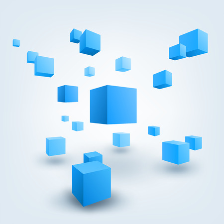 Abstract vector Illustration. Composition of 3d cubes. Background design for banner, poster, flyer.のイラスト素材