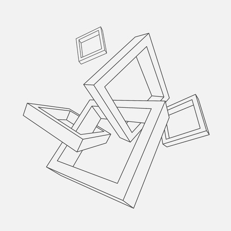 Abstract vector illustration of 3d frames with place for text.のイラスト素材