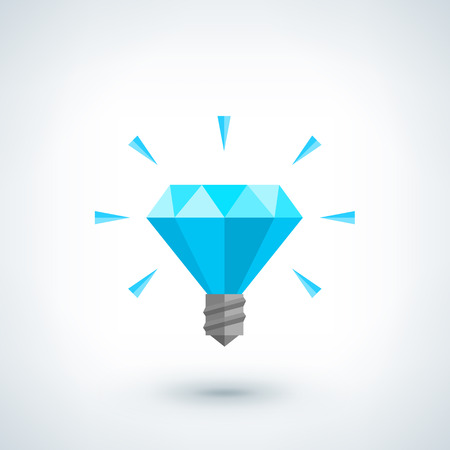 Brilliant idea concept. Light bulb polygonal vector icon. Flat design Illustration, low poly style. Creative abstract background design for poster, flyer, cover, brochure, business idea. Logo design.のイラスト素材