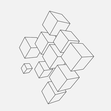 Abstract vector Illustration. Composition of 3d cubes. Background design for banner, poster, flyer. Logo design.のイラスト素材