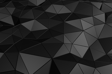 Abstract 3d rendering of black surface. Background with futuristic low poly shape.の写真素材