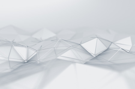 Abstract 3d rendering of white surface. Background with futuristic low poly shape.の写真素材
