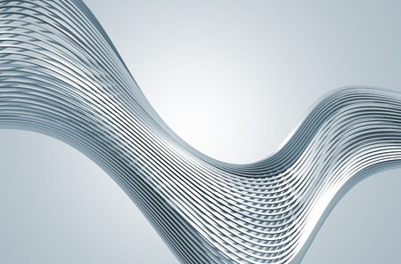 Abstract 3d rendering of high tech metal structure. Background with chrome lines in empty space. Futuristic steel shape.の写真素材