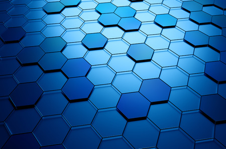 Abstract 3d rendering of futuristic surface with hexagons. Sci-fi background.の写真素材