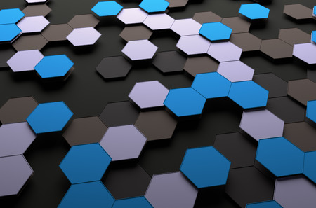 Abstract 3d rendering of futuristic surface with hexagons. Sci-fi background.の写真素材