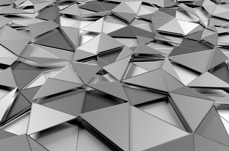 Abstract 3d rendering of metal surface. Background with futuristic polygonal shape.の写真素材