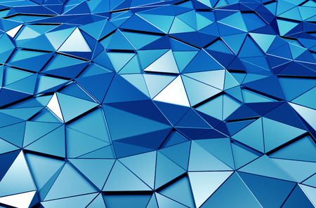 Abstract 3d rendering of blue surface. Background with futuristic polygonal shape.の写真素材