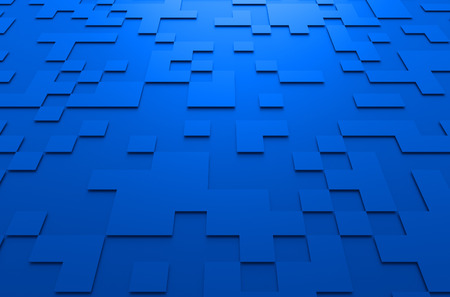 Abstract 3d rendering of blue futuristic surface with squares. Sci-fi background.の写真素材