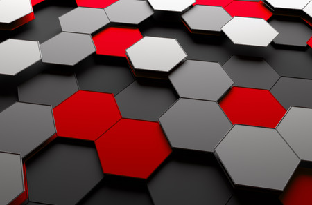 Abstract 3d rendering of futuristic surface with hexagons. Sci-fi background.の写真素材