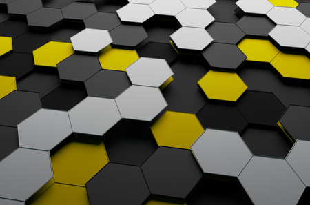 Abstract 3d rendering of futuristic surface with hexagons. Sci-fi background.の写真素材