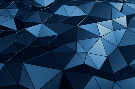Abstract 3d rendering of blue surface. Background with futuristic polygonal shape.の写真素材