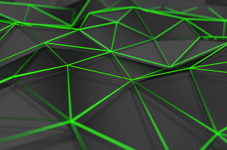 Abstract 3d rendering of black surface. Background with futuristic polygonal shape.の写真素材