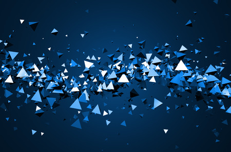 Abstract 3d rendering of chaotic particles. Background of pyramids in empty space.の写真素材