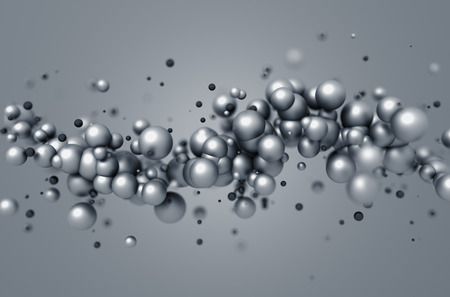 Abstract 3d rendering of chaotic particles. Sci fi spheres in empty space. Futuristic background.の写真素材