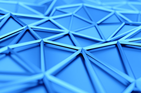 Abstract 3d rendering of blue surface. Background with futuristic polygonal shape.の写真素材