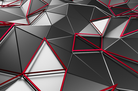 Abstract 3d rendering of dark surface. Background with futuristic polygonal shape.の写真素材