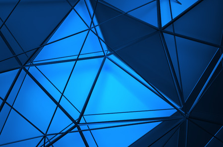 Abstract 3d rendering of blue surface. Background with futuristic polygonal shape.の写真素材