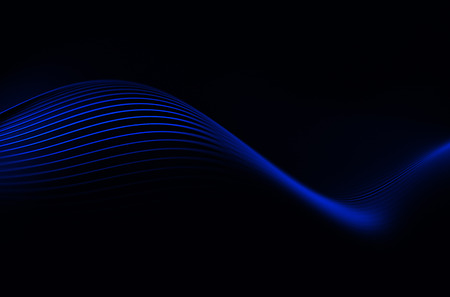 Abstract 3d rendering of high tech metal structure. Blue background with lines in empty space. Futuristic steel shape.の写真素材