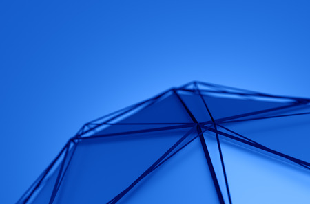 Abstract 3d rendering of blue shape. Background with futuristic low poly lines.の写真素材