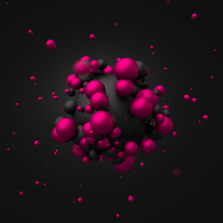 Abstract 3d rendering of chaotic spheres in empty space. Futuristic background.の写真素材