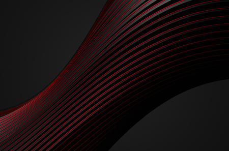 Abstract 3d rendering of surrealistic structure. Dark background with lines in empty space. Futuristic shape.の写真素材
