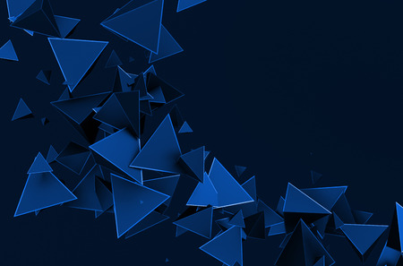 Abstract 3d rendering of chaotic triangles. Background with pyramids in empty space.の写真素材