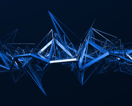 Abstract 3d rendering of chaotic surface. Background with futuristic polygonal shape.の写真素材