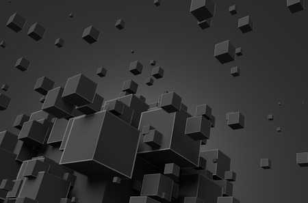 Abstract 3d rendering. Poster with random cubes in empty space. Futuristic background.の写真素材