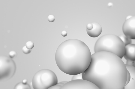 Abstract 3d rendering of chaotic spheres in empty space. Futuristic background.の写真素材