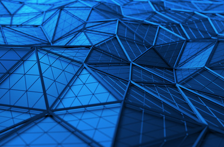 Abstract 3d rendering of low poly surface. Background with futuristic polygonal shape.の写真素材