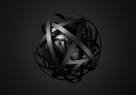 Abstract 3d rendering of sphere with rings in empty space. Futuristic shape. Surrealistic background.の写真素材