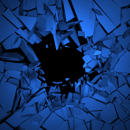 Abstract 3d rendering of cracked surface. Background with broken shape. Wall destruction. Explosion with debris.の写真素材
