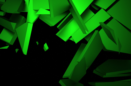 Abstract 3d rendering of cracked surface. Background with broken shape. Wall destruction. Explosion with debris.の写真素材
