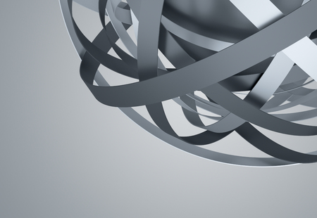 Abstract 3d rendering of sphere with rings in empty space. Futuristic shape. Surreal background.の写真素材